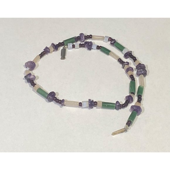 Vintage Multi Gemstone Beaded Necklace 925 Clasp 19 inches Fine - Picture 5 of 10